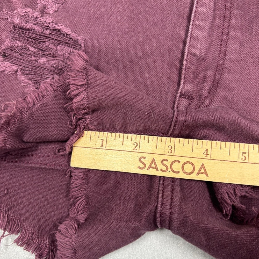 American Eagle Outfitters Cut-off Shorts Women's Size 2 Stretch Burgundy 3" - Picture 4 of 8